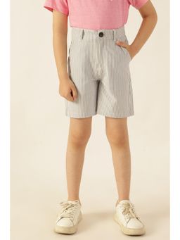 One Friday - Boys Grey Striped Seersucker Short