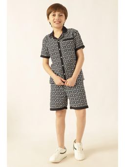One Friday - Boys Black Abstract Cotton Short