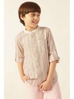 One Friday - Boys Multi Striped Chinese Collar Shirt