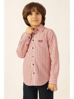 One Friday - Boys Red Striped Cotton Shirt