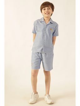 One Friday - Boys Blue Chambray Cotton Shirt Half Sleeves