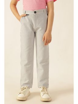 One Friday - Boys Grey Seersucker Striped Trousers