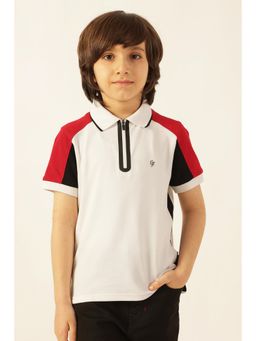 One Friday - Boys Red Embellished Polo T-Shirt