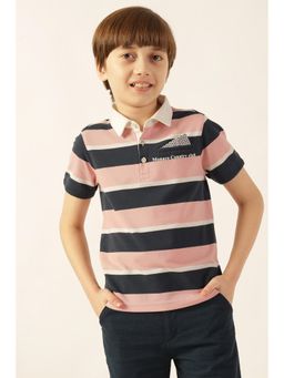 One Friday - Boys Multi Striped Polo T-Shirt in PK Lycra