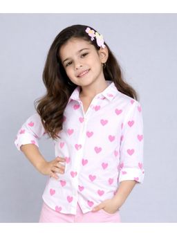 Pink Chick - Cotton Full Sleeves Heart Printed Shirt