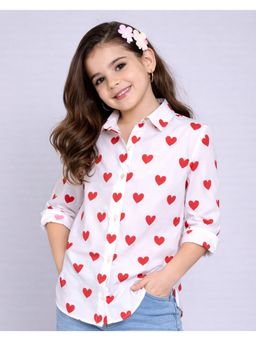Pink Chick - Cotton Full Sleeves Heart Printed Shirt