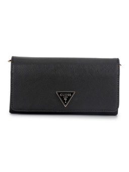 Guess - Women Black Textured Sling Bag with Detachable Strap