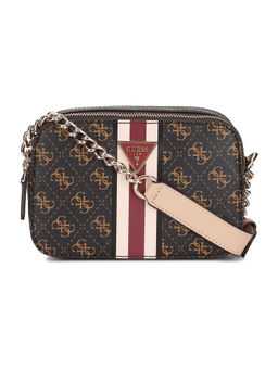 Guess - Women Brown Printed Sling Bag with Detachable Strap