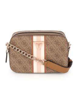 Guess - Women Brown Printed Sling Bag with Detachable Strap