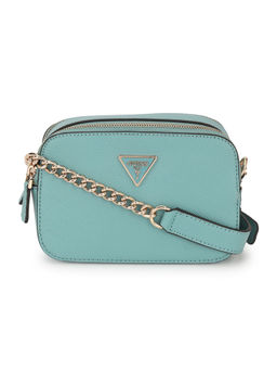 Guess - Women Teal Textured Sling Bag with Detachable Strap