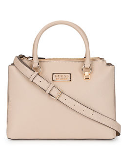 Guess - Women Beige Textured Satchel Bag