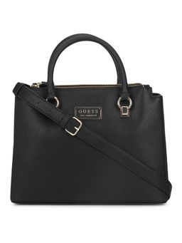 Guess - Women Black Textured Satchel Bag