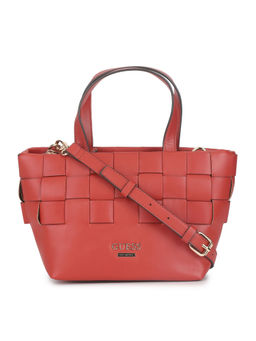 Guess - Women Rust Textured Satchel Bag with Detachable Strap