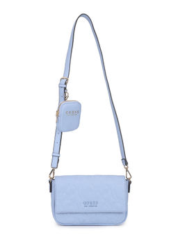 Guess - Women Blue Textured Sling Bag with Detachable Strap & Pouch (Set of 2)