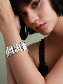 Sohi - Women Silver Metallic Chunky Bracelet