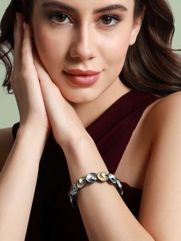 Sohi - Women Gold & Silver Metallic Swirl Bracelet