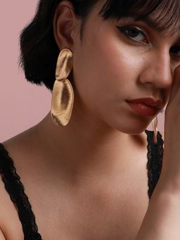 Sohi - Women Gold Oblong Drop Earrings