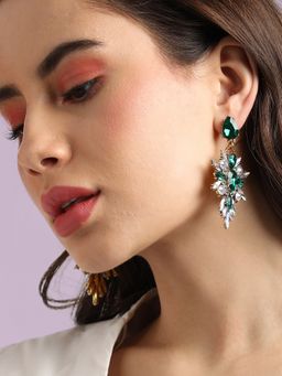 Sohi - Women Green Crystal Drop Earrings