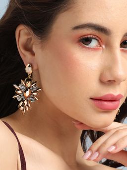 Sohi - Women Gold Crystal Drop Earrings