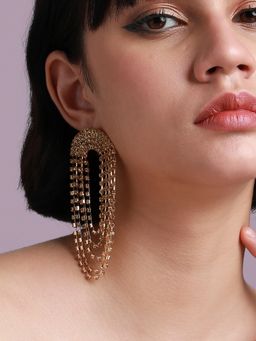 Sohi - Women Gold Maxi Bling Drop Earrings