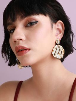 Sohi - Women Gold Dented Circular Drop Earrings