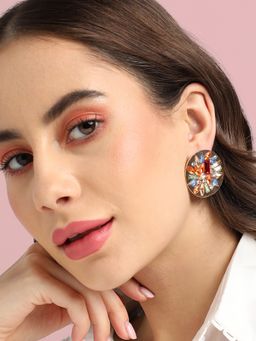 Sohi - Women Multicolour Circular Crystal Stud Earrings