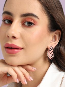 Sohi - Women Pink Butterfly Enamel Stud Earrings