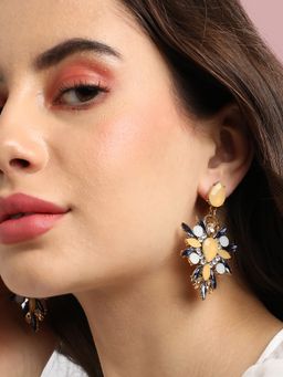 Sohi - Women Yellow Crystal Drop Earrings