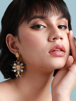 Sohi - Women Yellow Crystal Drop Earrings