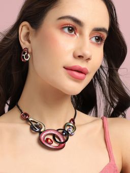 Sohi - Women Multicolour Textured Stone Jewellery Set