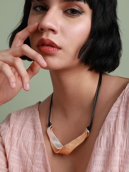 Sohi - Women Gold & Silver Dented Twist Necklace