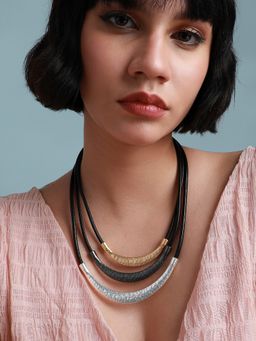 Sohi - Women Gold & Silver Dented Layered Necklace