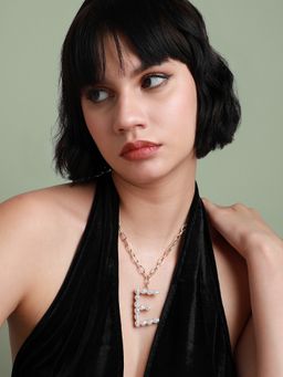 Sohi - Women White Pearl E Alphabet Necklace