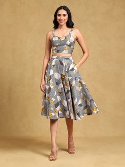 Label Ritu Kumar - Grey Printed Co-Ord (Set of 2)