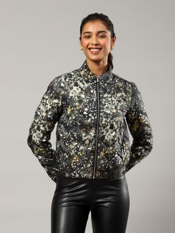 Label Ritu Kumar - Black Printed Puffer Jacket