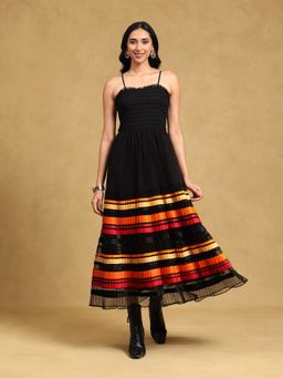 Label Ritu Kumar - Black Party Self Design Maxi Dress