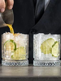 Smokey Cocktail - Flow Geo Crystal Whiskey Glass (Pack of 2)