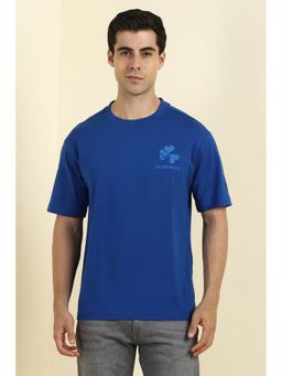 Allen Solly - Men Blue Cotton Blend Crew Neck T-Shirt