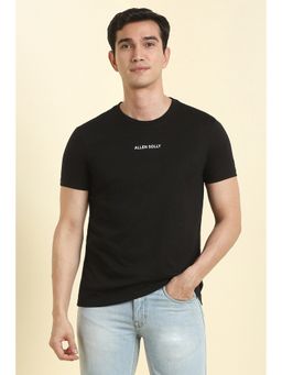 Allen Solly - Men Black Cotton Crew Neck T-Shirt