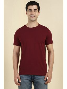 Allen Solly - Men Maroon Cotton Crew Neck T-Shirt
