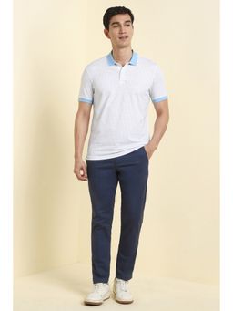 Allen Solly - Men White Cotton Blend Collar Neck Polo T-Shirt