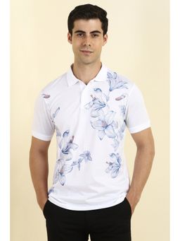 Allen Solly - Men White Cotton Collar Neck Polo T-Shirt