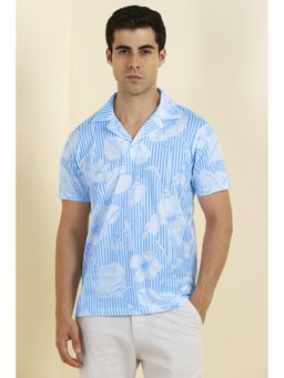 Allen Solly - Men Blue Cotton Collar Neck Polo T-Shirt