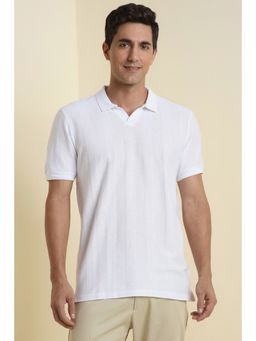 Allen Solly - Men White Cotton Collar Neck Polo T-Shirt