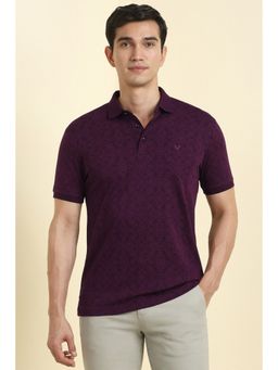 Allen Solly - Men Purple Cotton Collar Neck Polo T-Shirt