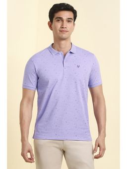 Allen Solly - Men Purple Cotton Blend Collar Neck Polo T-Shirt