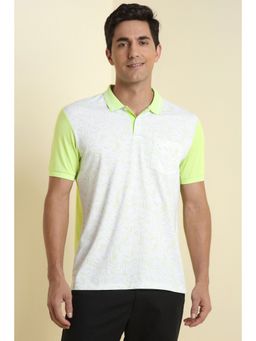 Allen Solly - Men White Cotton Blend Collar Neck Polo T-Shirt