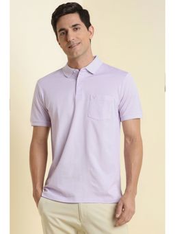 Allen Solly - Men Purple Cotton Collar Neck Polo T-Shirt