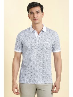 Allen Solly - Men White Cotton Collar Neck Polo T-Shirt