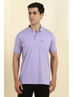 Allen Solly - Men Purple Cotton Blend Collar Neck Polo T-Shirt